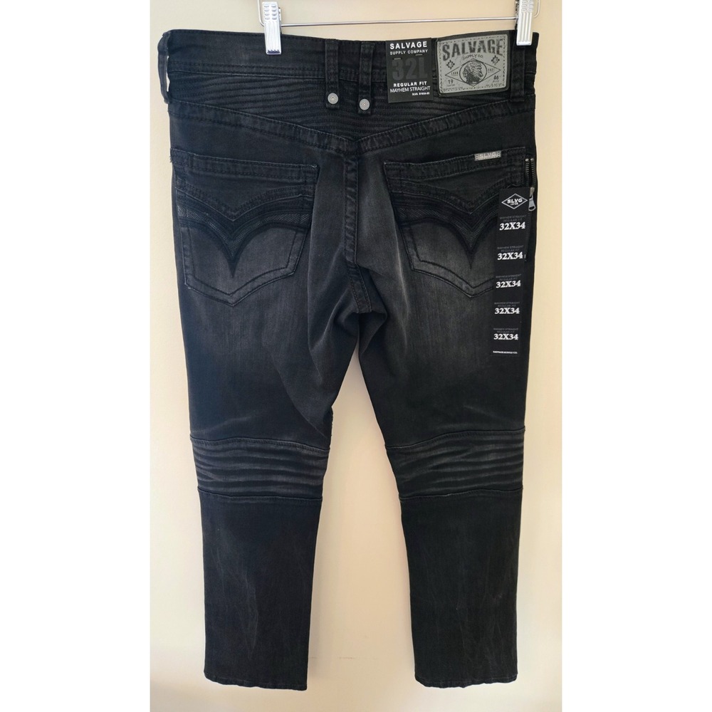 Salvage Supply Co. Jeans Black 32x34 Regular Fit Mayhem Straight READ (Smoke)NWT - Picture 6 of 15